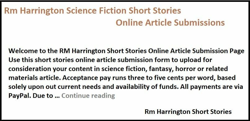 Rm Harrington Science Fiction Short Stories Online Article Submission
